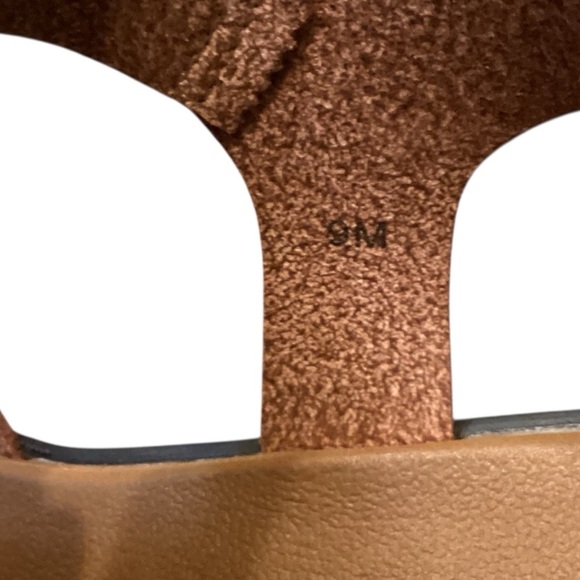 POP Comfort Fit Chunky Heel Strappy Leather Cognac Color Sandals,‎ Size 9 - Picture 7 of 13